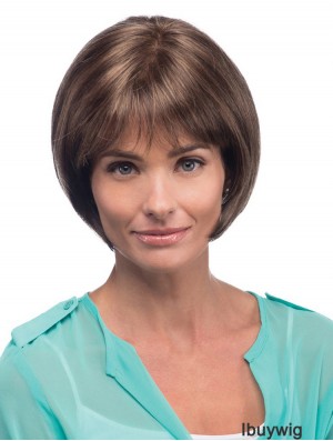 Straight Chin Length Brown 10 inch 100% Hand-tied Fabulous Bob Wigs