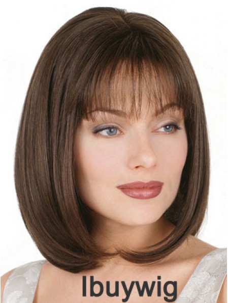 Straight Bob Wig Chin Length Brown Color Bobs Cut With Capless