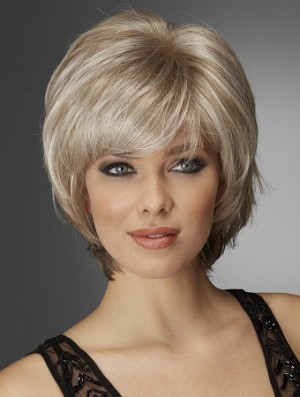 Wavy Chin Length Blonde 10 inch Monofilament Exquisite Bob Wigs