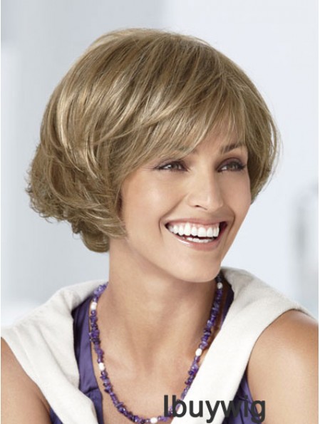 Capless Short Wavy Blonde Great Bob Wigs