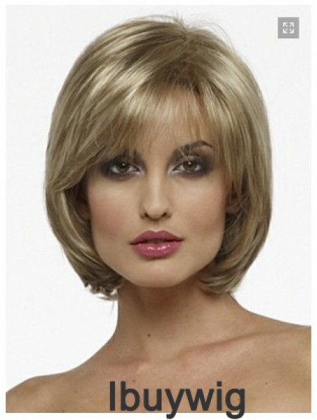 Capless Chin Length Straight Blonde Fashion Bob Wigs