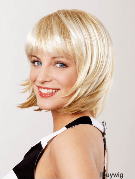 Straight Chin Length Blonde 10 inch Lace Front Top Bob Wigs