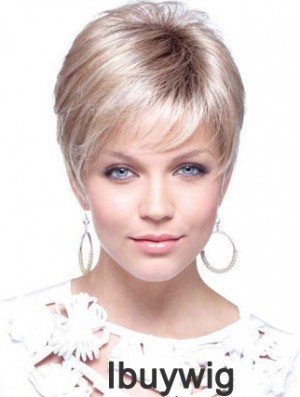 Womens Wigs UK With Capless Cropped Length Blonde Color