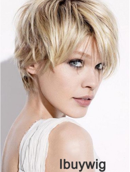 Short Blonde Wigs With Capless Straight Style Boycuts