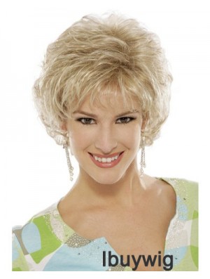 Blonde Curly Wig With Capless Short Length Classic Cut