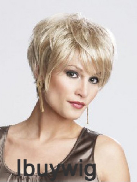 8 inch Sassy Straight Layered Blonde Short Wigs