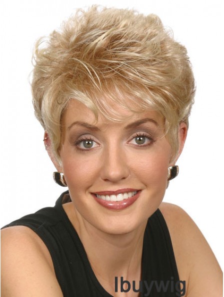 Cropped Blonde Capless Boycuts Straight 6 inch Ladies Wigs