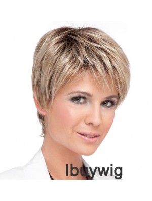 5 inch Incredible Straight Boycuts Blonde Short Wigs