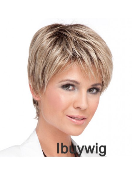 5 inch Incredible Straight Boycuts Blonde Short Wigs