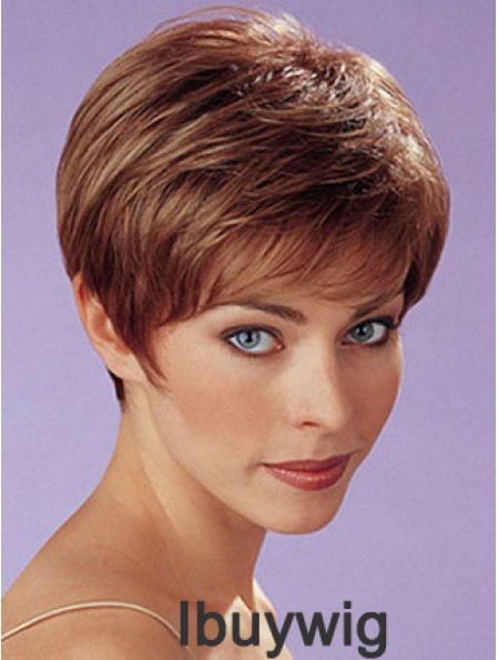 Auburn Synthetic Straight Cropped Capless Boycuts Ladies Wigs UK