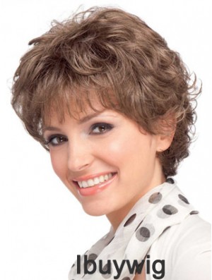 Modern Auburn Short Wavy Layered Human Hair Wigs