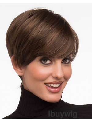 6 inch Fashion Straight Layered Brown Short Wigs