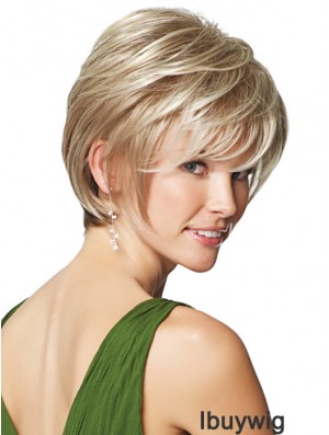 9 inch Cheap Straight Layered Blonde Short Wigs