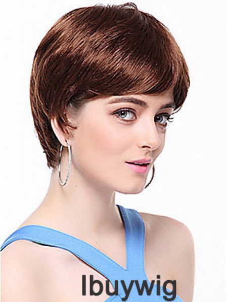 Boycuts Straight Auburn Capless Top Short Wigs