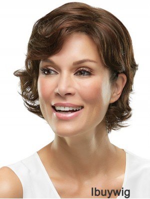 10 inch Fashionable Wavy Layered Brown Short Wigs