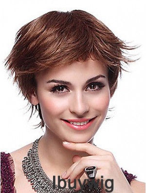 Layered Straight Auburn Capless Trendy Short Wigs