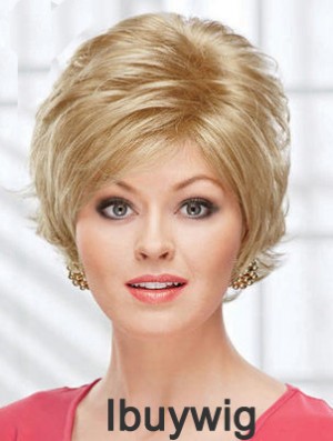 8 inch Beautiful Wavy Layered Blonde Short Wigs