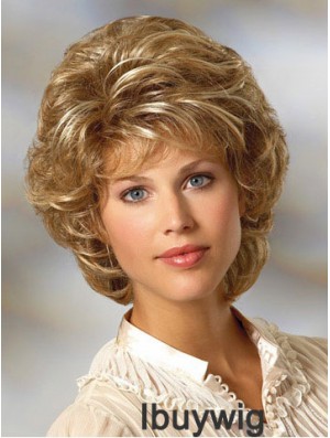 Curly Blonde Wig Classic Cut Chin Length With Capless