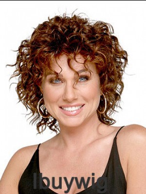 Shoulder Length Layered 13 inch Curly Auburn Medium Wigs