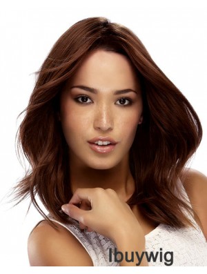 Shoulder Length With Bangs 16 inch Straight Auburn Medium Wigs