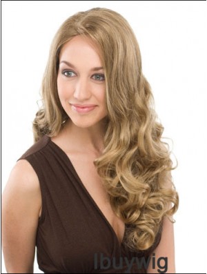 Suitable Blonde Curly Without Bangs Capless Long Wigs