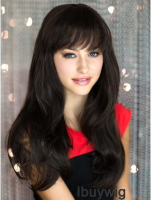 Cheapest Black Straight With Bangs Capless Long Wigs