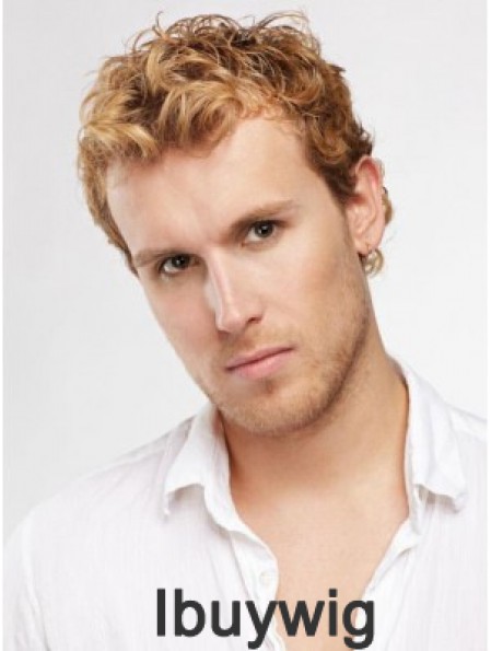 Blonde Short Curly Capless Curly Synthetic Wig Men