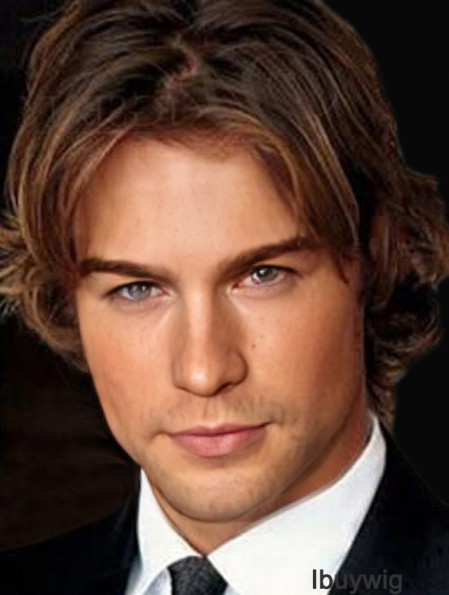 Wave Lace Front Brown Remy Human Short Mens Hair Wigs