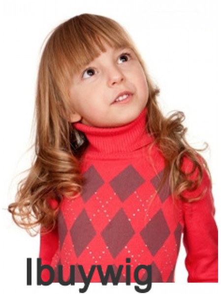 Wavy Long Auburn Remy Human Hair 100% Hand-tied Kids Wigs