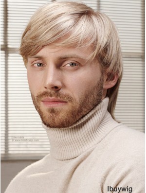 Full Lace Blonde 6 inch Short With Bangs Costume Wigs For Men