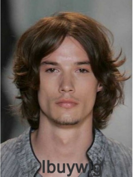 Auburn Lace Front Straight Chin Length Human Hair Men's Wigs