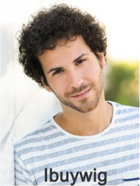 Brown Synthetic Lace Front Short Curly Mens Wigs Online
