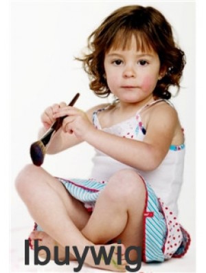 Wavy Chin Length Auburn Remy Human Hair 100% Hand-tied Kids Wigs