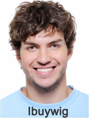 Wavy Synthetic Auburn Lace Front Short Hair Wigs For Men