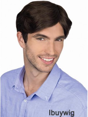 Brown Straight Remy Human 100% Hand Tied Professional Wig For Men