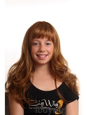 Wavy Long Auburn Synthetic Capless Kids Wigs