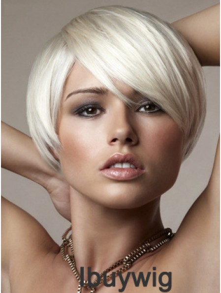 Capless Bobs Short Straight 8 inch Platinum Blonde Online Fashion Wigs