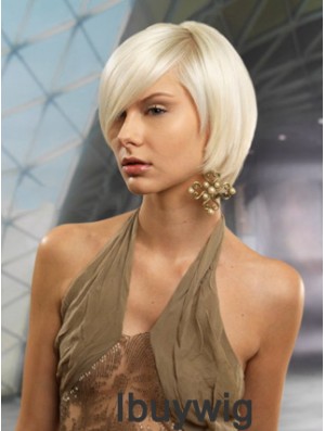 Monofilament Bobs Short Straight 10 inch Platinum Blonde Cheapest Fashion Wigs