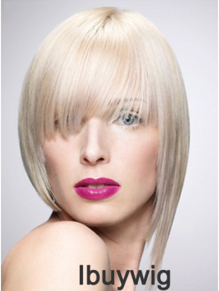 Monofilament Bobs Short Straight 10 inch Platinum Blonde New Fashion Wigs