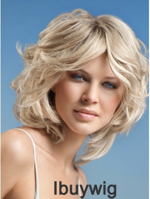 Full Lace Layered Chin Length Wavy 12 inch Platinum Blonde Cheap Fashion Wigs