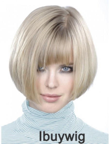 Monofilament Bobs Short Straight 10 inch Platinum Blonde Style Fashion Wigs