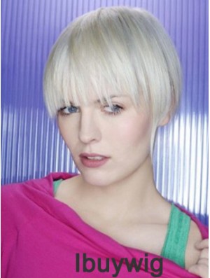 Capless Grey Short Straight 8 inch Beautiful Fashion Wigs