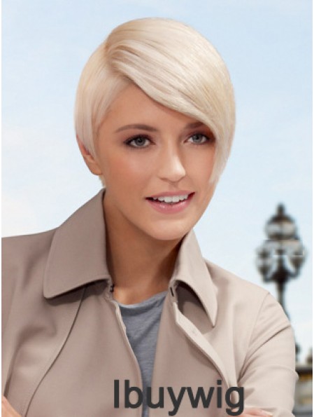 Lace Front Boycuts Short Straight 8 inch Platinum Blonde Style Fashion Wigs