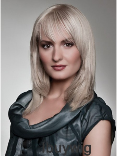 Lace Front Grey Shoulder Length Straight 16 inch Comfortable Fashion Wigs