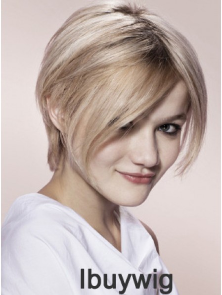 Capless Grey Short Straight 8 inch Blonde Fashion Fashion Wigs