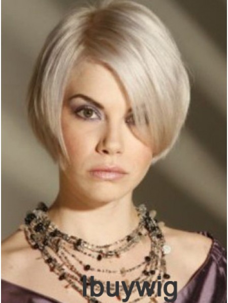 Capless Grey Short Straight 8 inch Platinum Blonde Amazing Fashion Wigs