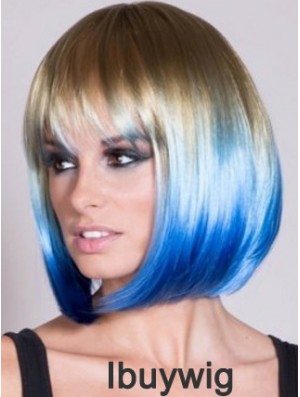 Chin Length Straight With Bangs Lace Front 22 inch Popular Black Women Wigs
