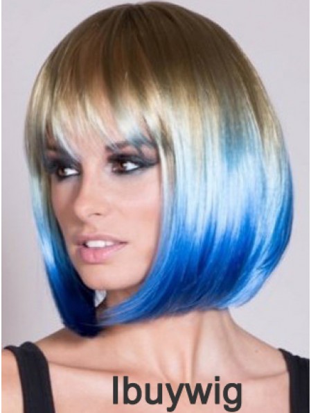 Chin Length Straight With Bangs Lace Front 22 inch Popular Black Women Wigs