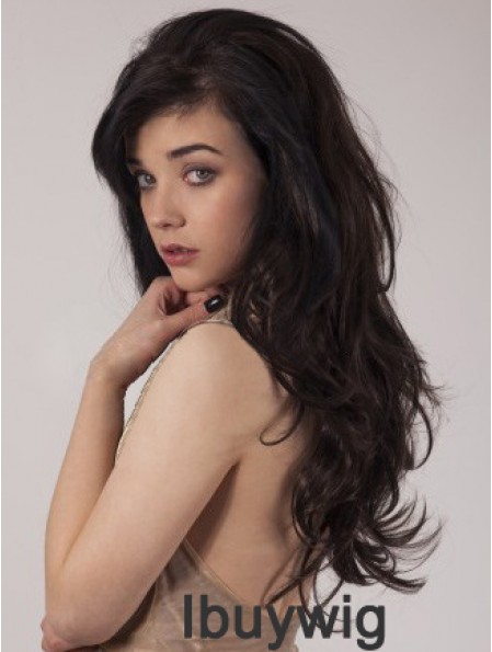 Synthetic Black 20 inch Capless Wavy Long 3/4 Hair Wigs