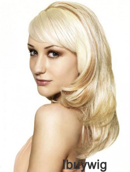 Blonde 16 inch Wavy Capless Synthetic Long 3/4 Wigs Cheap